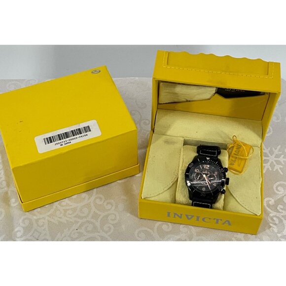 Invicta Aviator Men's Black Quartz Leather Watch With Stainless Steel Case #2455 - Picture 2 of 5